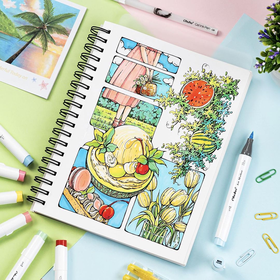 Ohuhu Honolulu işaretleyici ka - Copic Marker Sketch incelemesi ve fiyatı